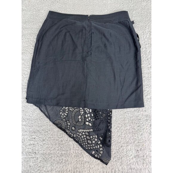 Asymmetrical Black Skirt With Eyelet Lace By Leifnotes Anthropologie Size 8 - Picture 4 of 15